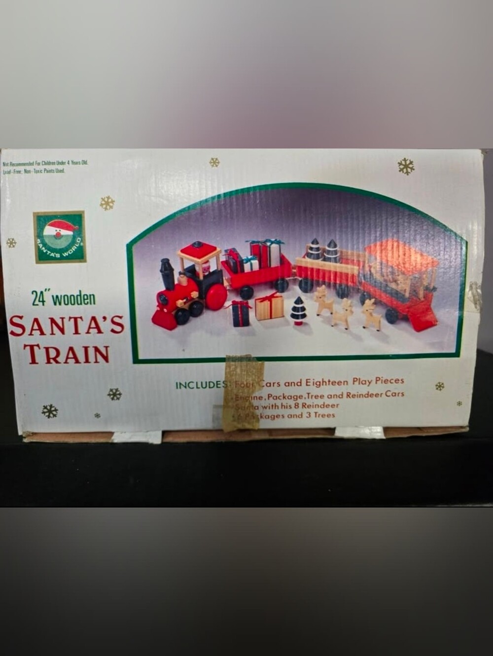 VTG Kurt S. Adler Santa's World 24" Wooden Train Set Item C417 Complete w/Box
